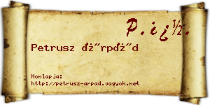 Petrusz Árpád névjegykártya